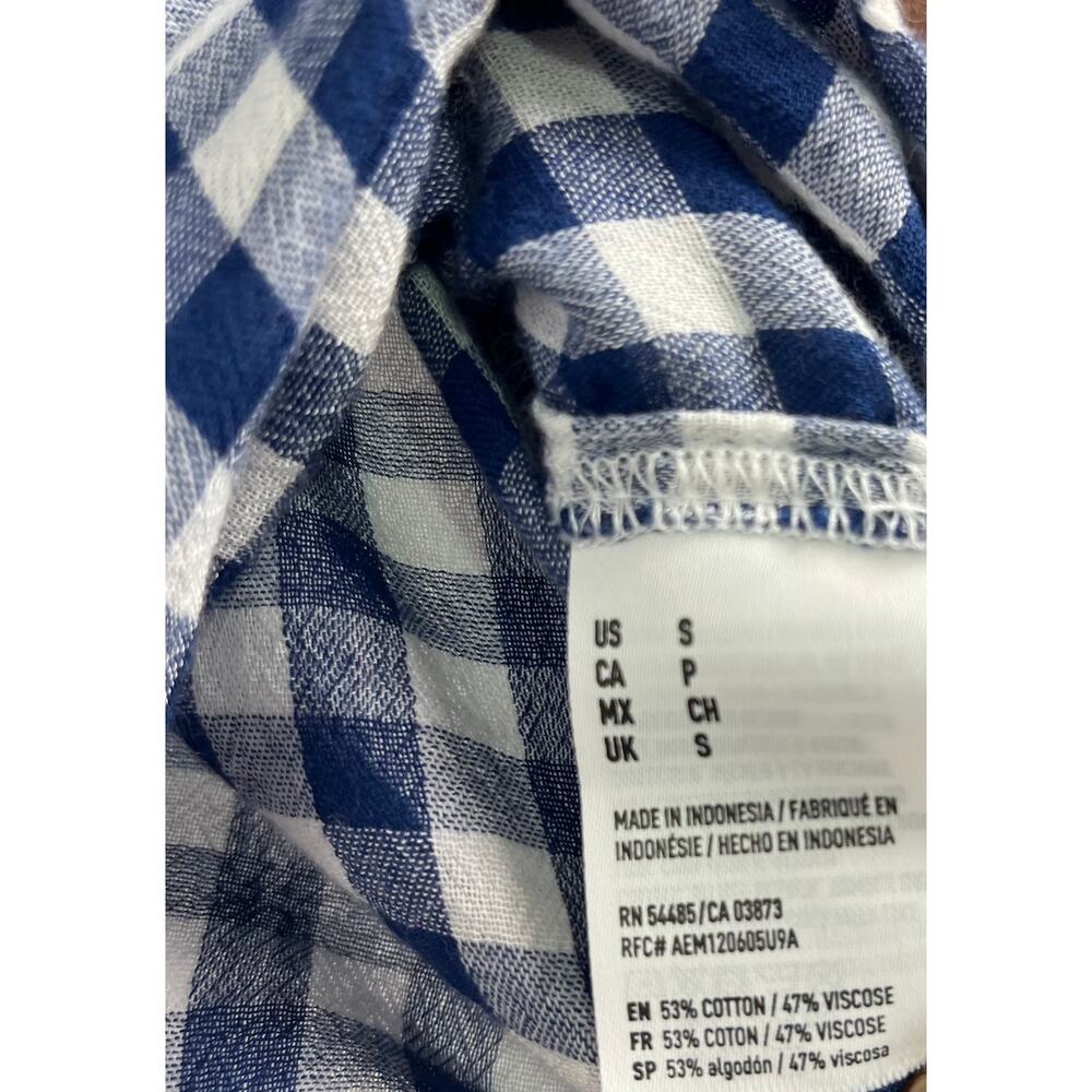 American Eagle Blue/White Plaid Button Down Shirt Women's S Boyfriend Fit Y2K - Picture 6 of 7